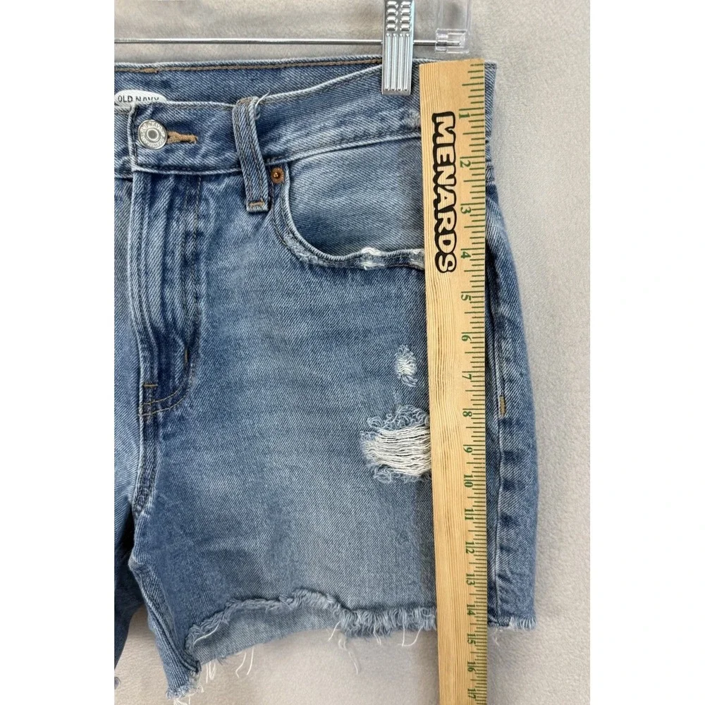 Old Navy Women's Sz 8 Cut Off High-Rise Distressed 100% Cotton Blue Denim Shorts